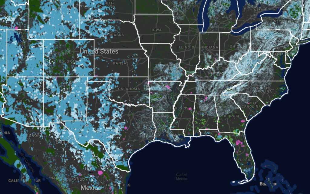 Mapping Application built in Google Earth Engine for One Earth, showing the Global Safety Net data layer