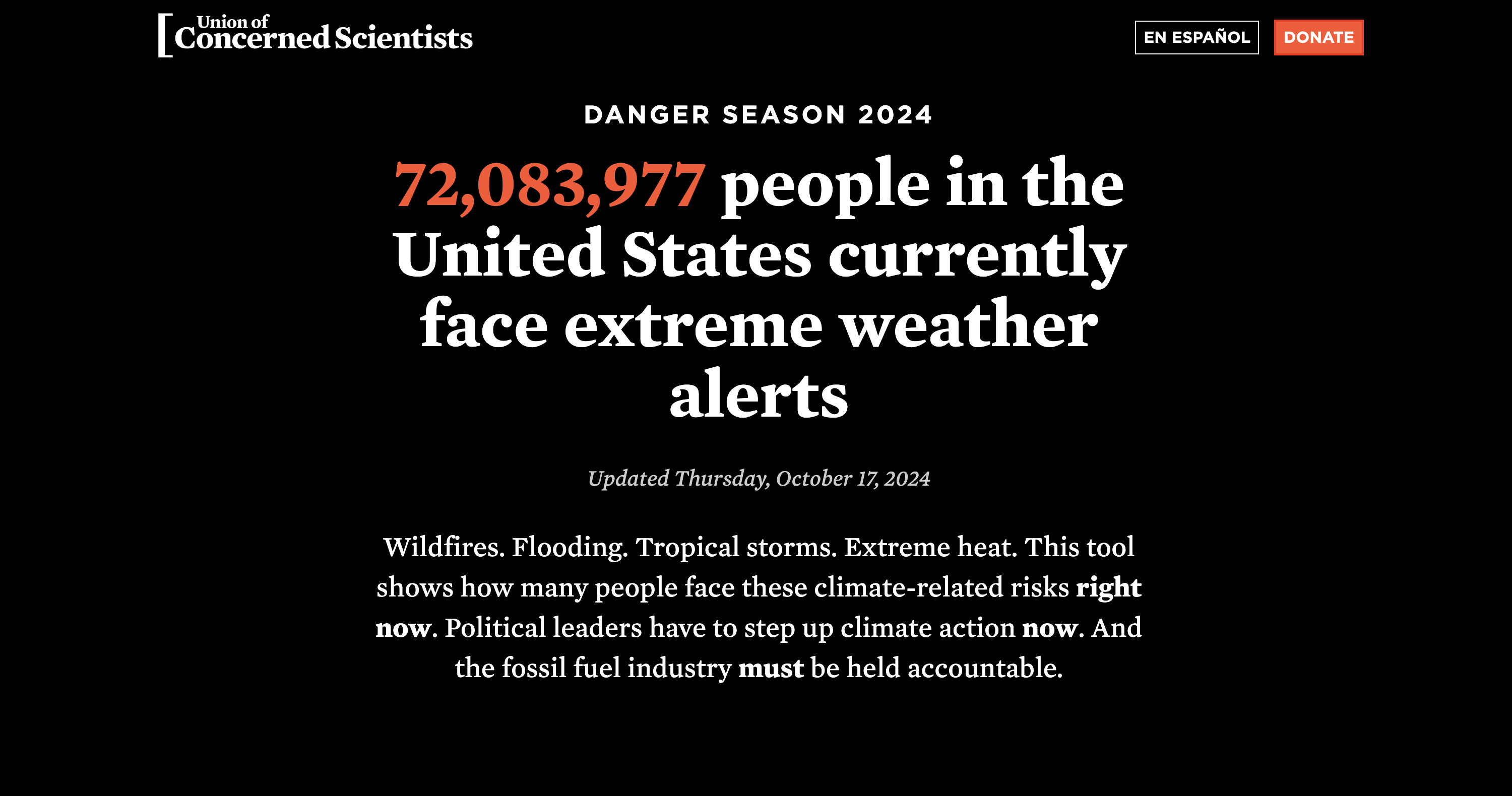 Featured image for the Danger Season Tool - Data Automation & API Configuration. A project built by Graphicacy for Union of Concerned Scientists.